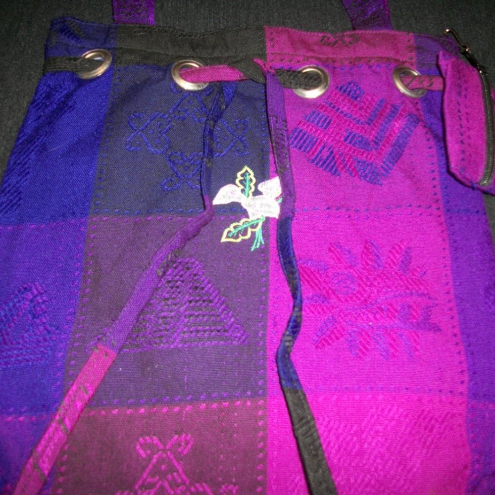 BARBIECORE NEW NO TAGS MEXICAN PURPLES FOLKLORE CLOTH BAG